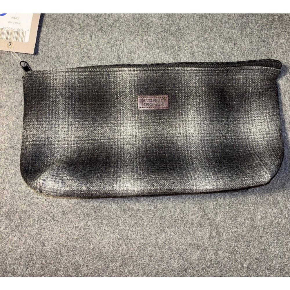 Stormy Kromer Wool Plaid Pouch Medium Carbon Black And Gray NWT 10x 6.5x 3